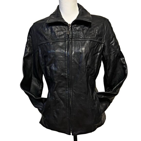 Avanti Vintage Motorcycle Genuine Leather Jacket Full Zip Collared Biker Coat - Picture 5 of 11